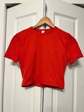 lululemon athletica Red Cropped Crew Tee